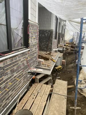 Gray brick residential construction