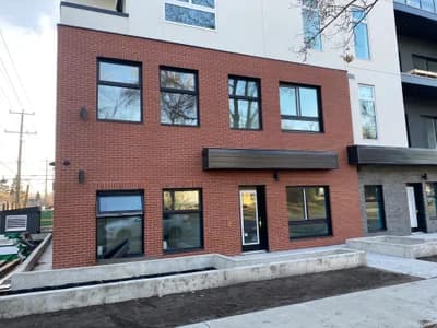 Commercial red brick building facade