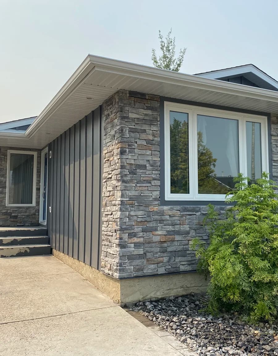 Modern bungalow with stone veneer