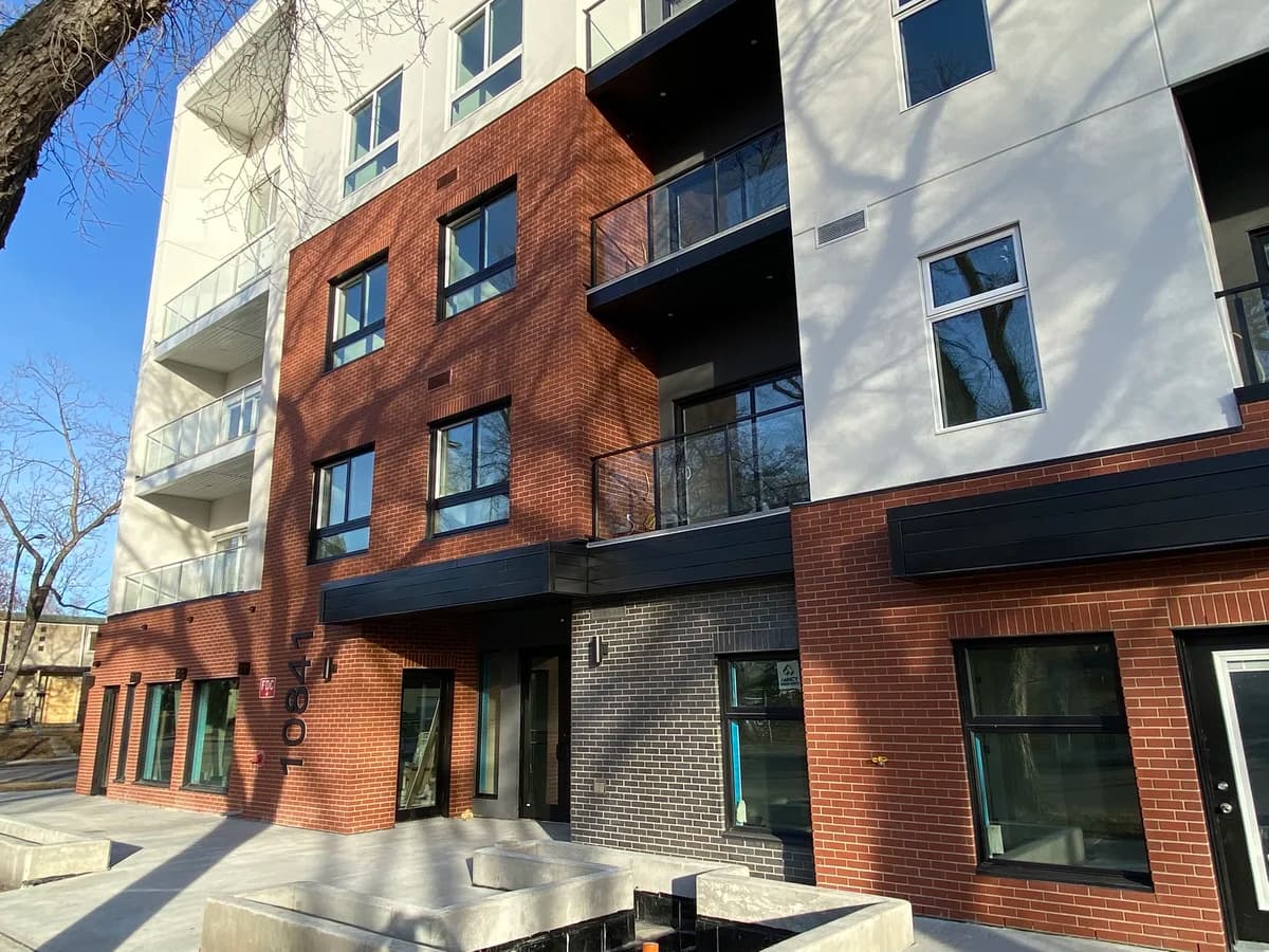 Modern red brick commercial building